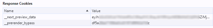 The Preview Mode cookies set by Next.js