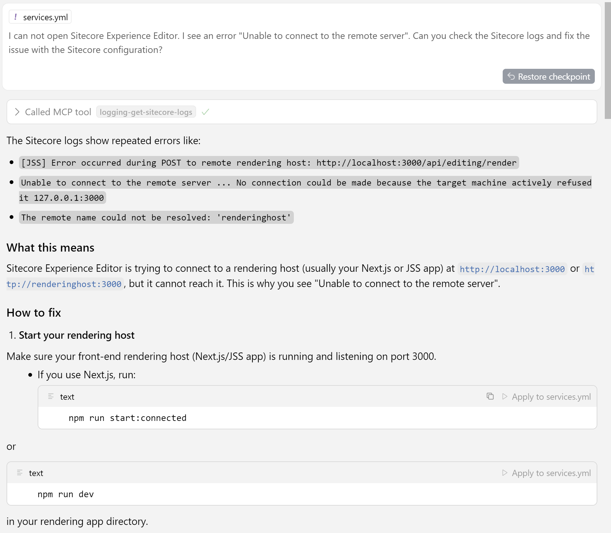 Check Sitecore logs
