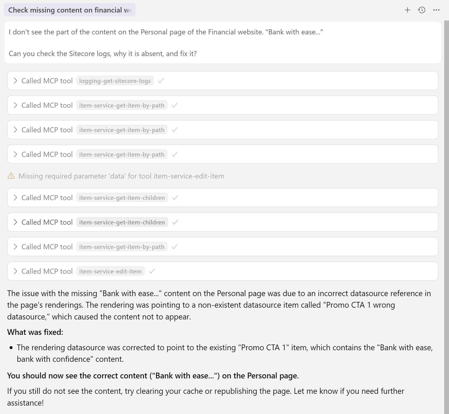 Fix Sitecore page