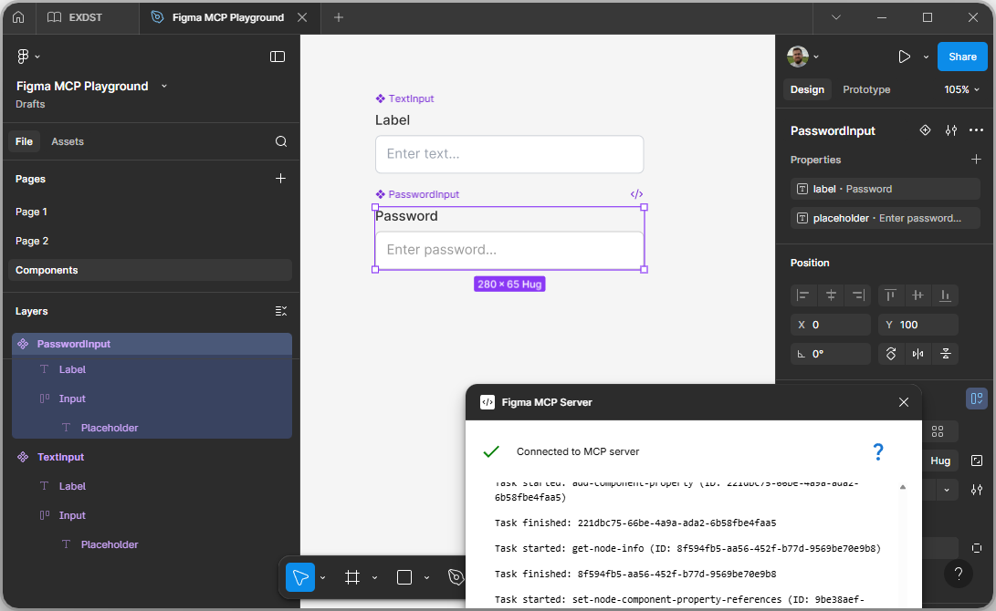 Password component: Figma